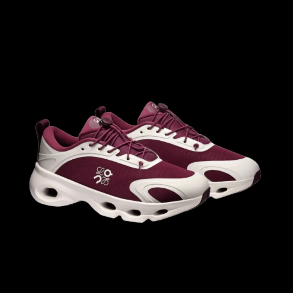 Loewe x On Running Cloudsolo Burgundy Eggshell - HypeFly India View 3