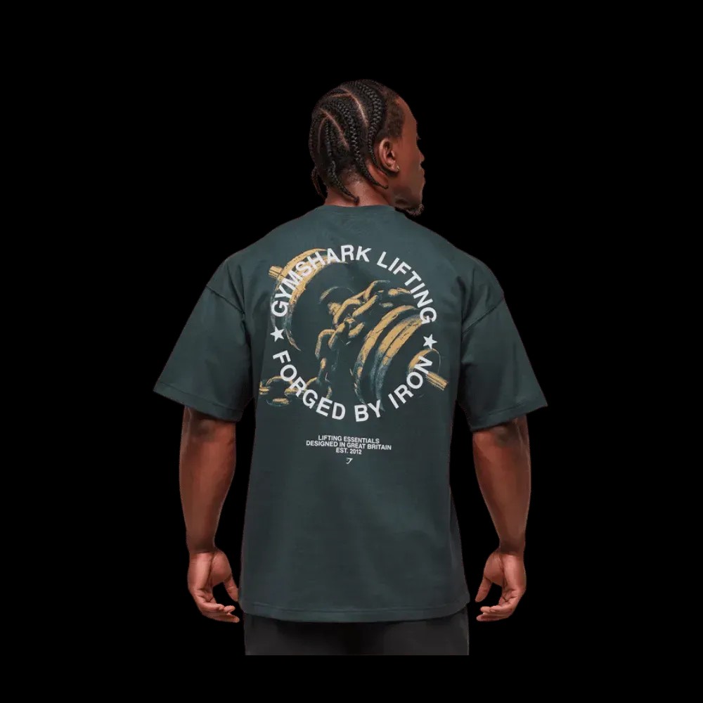 Gymshark Forged By Iron T-Shirt Extreme Oversized Fit Darkest Teal - HypeFly India View 4