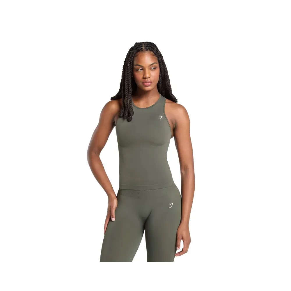Gymshark Everyday Seamless Tight Fit Tank Strength Green - HypeFly India View 3