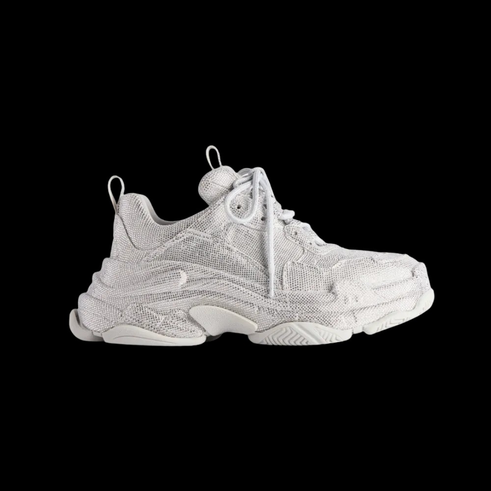 Balenciaga Triple S Sneaker With Rhinestones In Light Grey - HypeFly India View 1