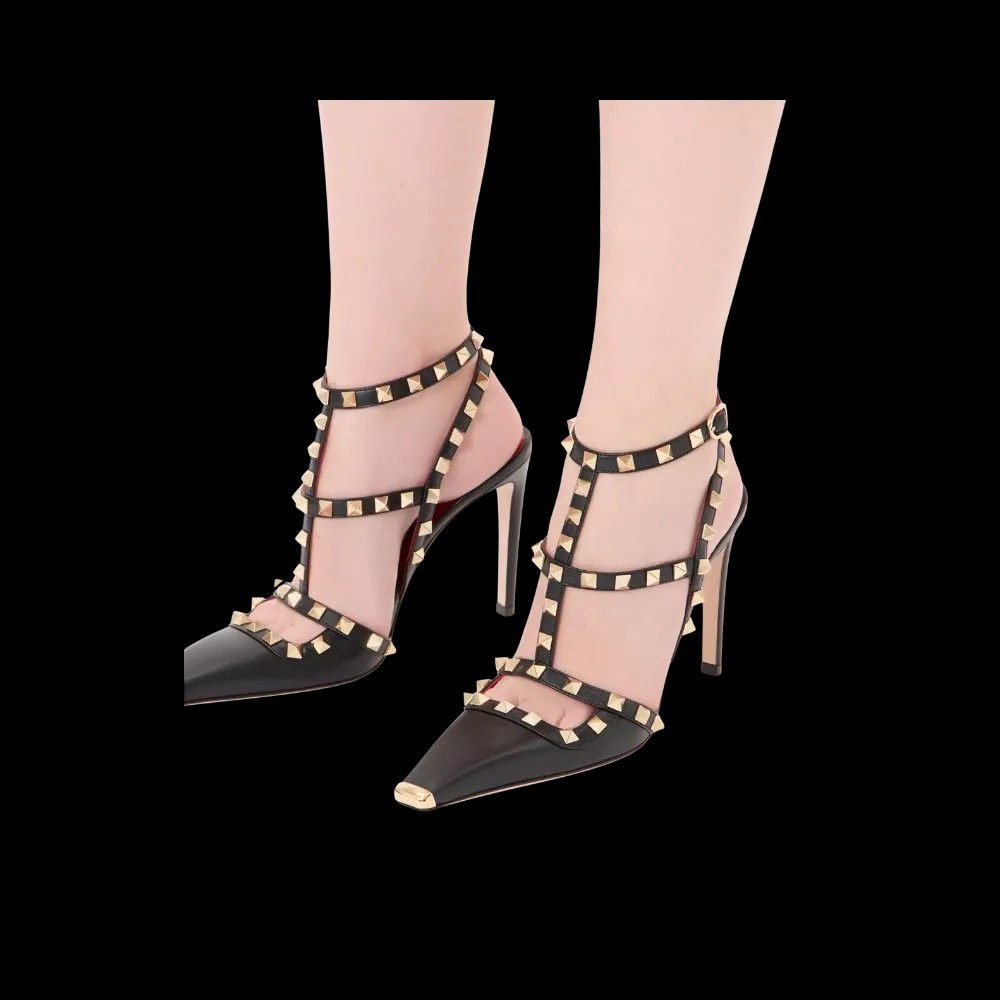 Valentino Rockstud Kidskin Pumps 100mm Black - HypeFly India View 3