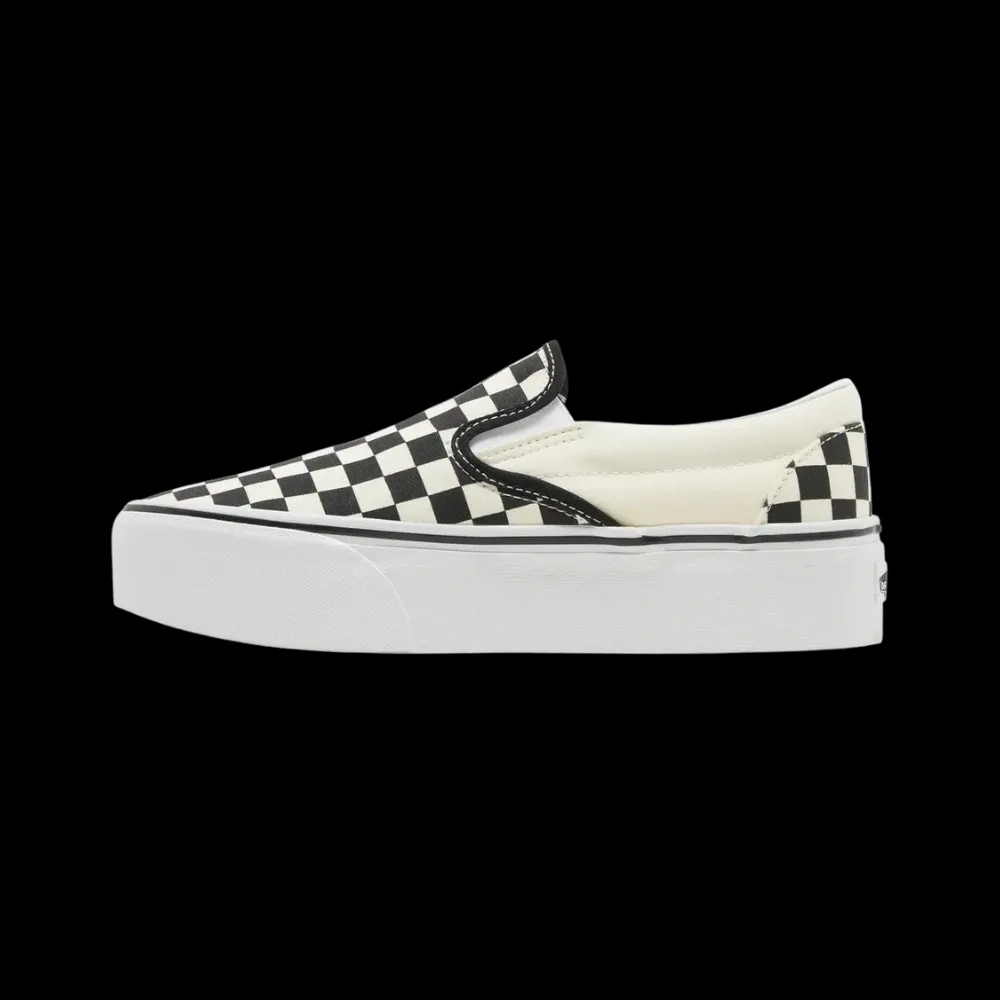 Vans Classic Slip-On Checkerboard Platform Shoe Black And White - HypeFly India View 2