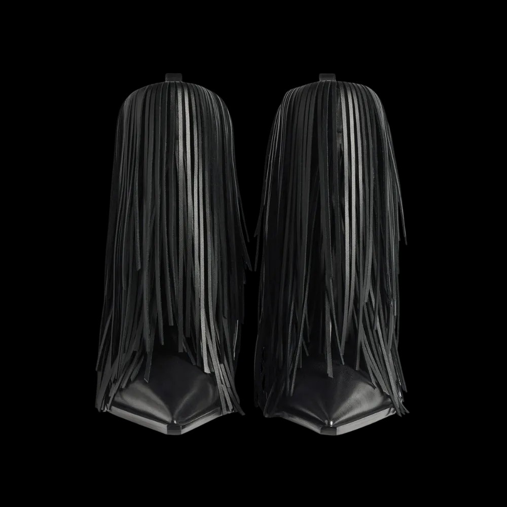 Balenciaga Avenue Fringe Bootie In Black - HypeFly India View 4