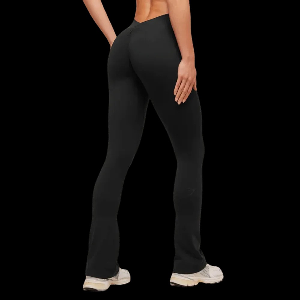 Gymshark Lifting Dipped Waistband Flared Leggings Black - HypeFly India View 3