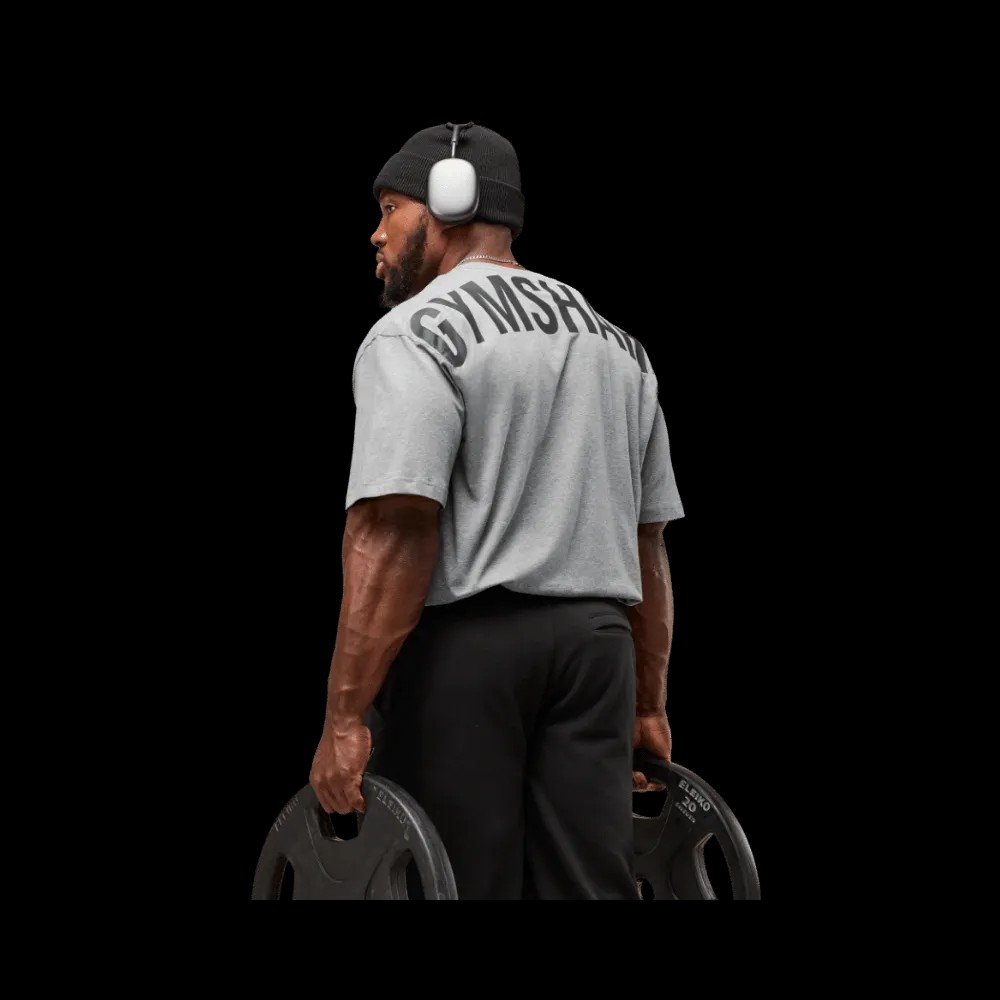 Gymshark Power T-Shirt Oversized Fit Charcoal Core Marl/Black - HypeFly India View 3