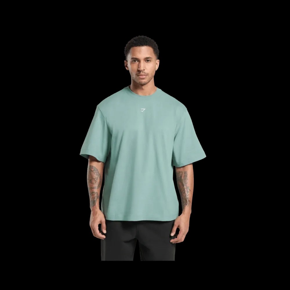 Gymshark Rest Day Essentials Boxy T-Shirt Oversized Fit Celeste Blue - HypeFly India View 4