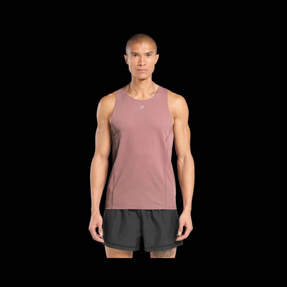Gymshark Running Tank Slim Fit Brick Brown - HypeFly India View 1