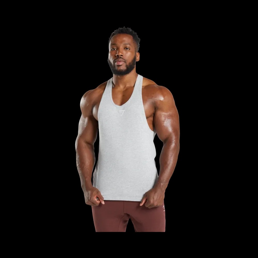 Gymshark React Stringer Slim Fit Light Grey Core Marl - HypeFly India View 2