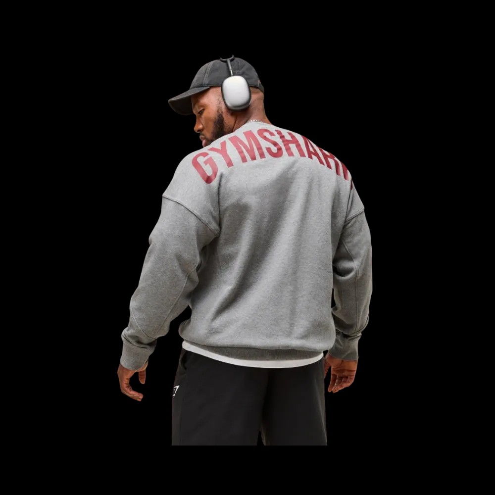Gymshark Power Crew Oversized Fit Charcoal Core Marl - HypeFly India View 3
