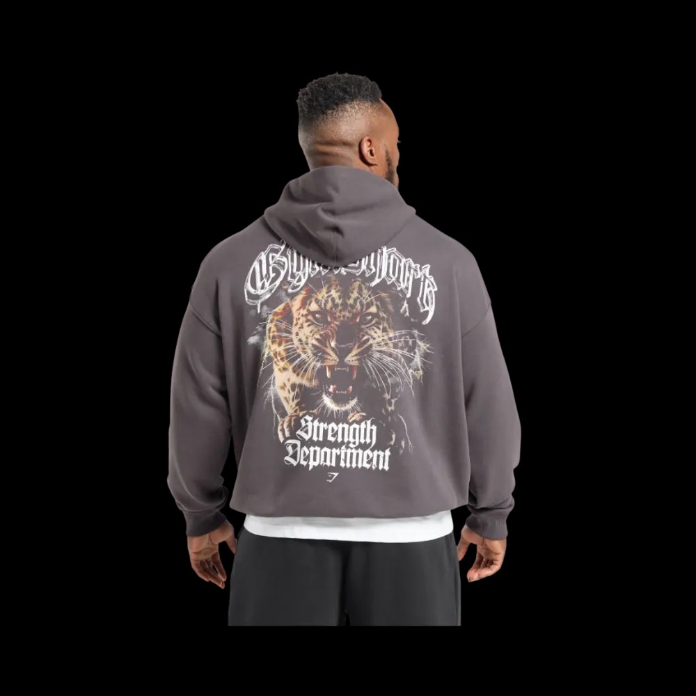 Gymshark Strength Department Animal Oversized Hoodie Greyed Purple - HypeFly India View 1