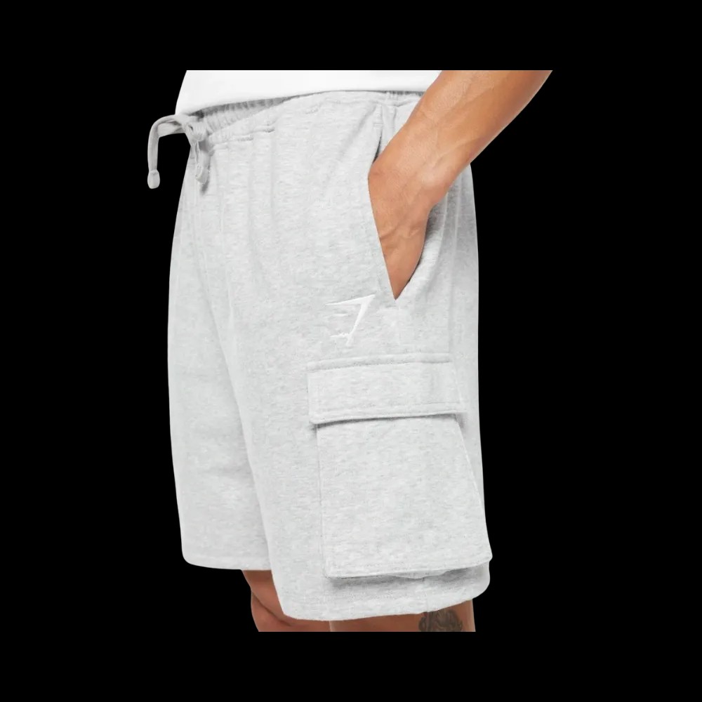 Gymshark Crest Cargo 7" Shorts Slim Fit Light Grey Marl - HypeFly India View 5