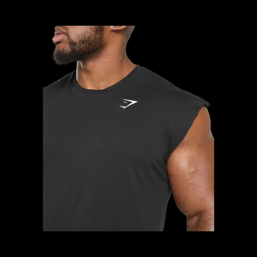 Gymshark Critical Cut Off Tank Slim Fit Black - HypeFly India View 5