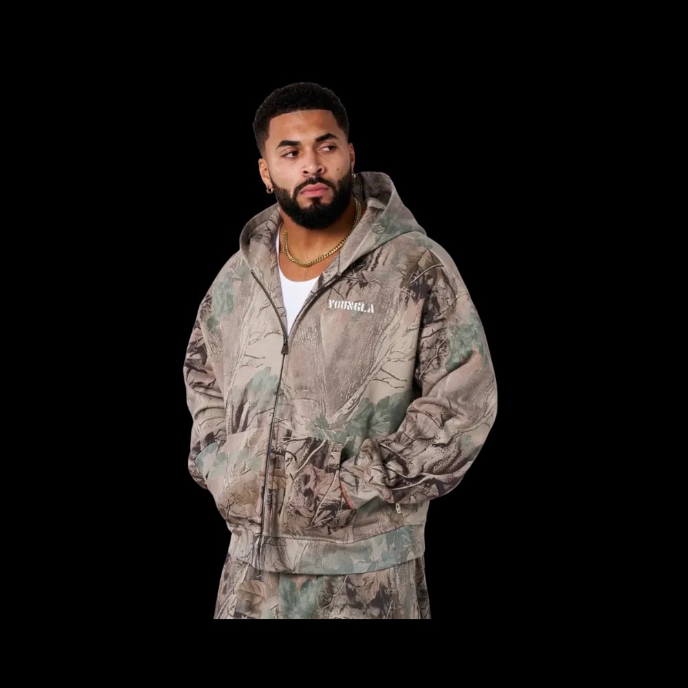 YoungLA Tree Camo Collection Zip Up Beige Tree Camo - HypeFly India View 1