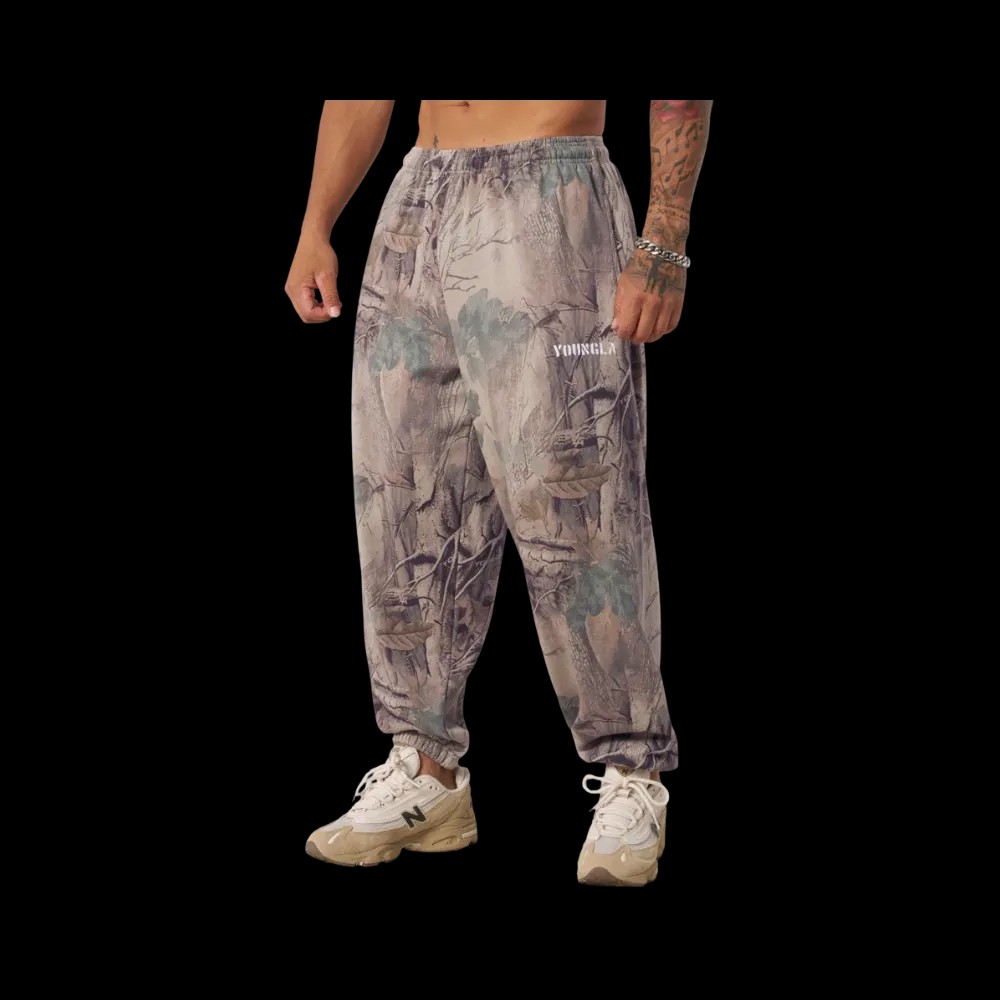 YoungLA Tree Camo Collection Baggy Joggers Beige Tree Camo - HypeFly India View 1