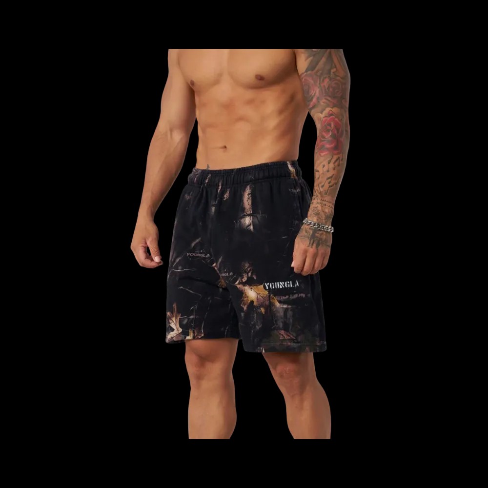 YoungLA Tree Camo Collection Shorts Black Tree Camo - HypeFly India View 1