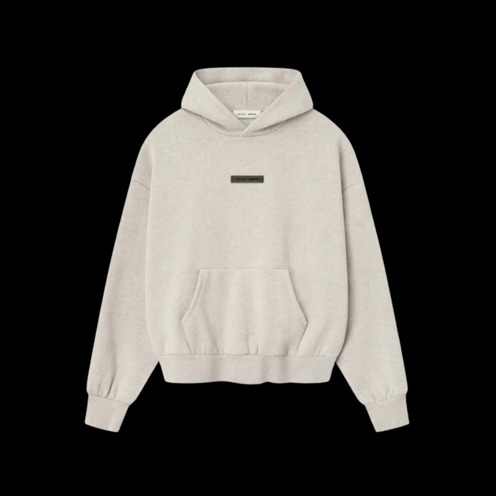 Fear Of God Essentials SS25 Classic Fleece Hoodie - Heather Stone - HypeFly India View 1