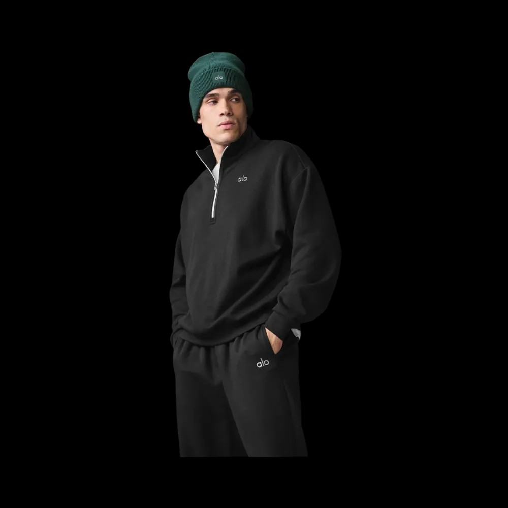Alo Men's Accolade 1/4 Zip Pullover Black - HypeFly India View 1