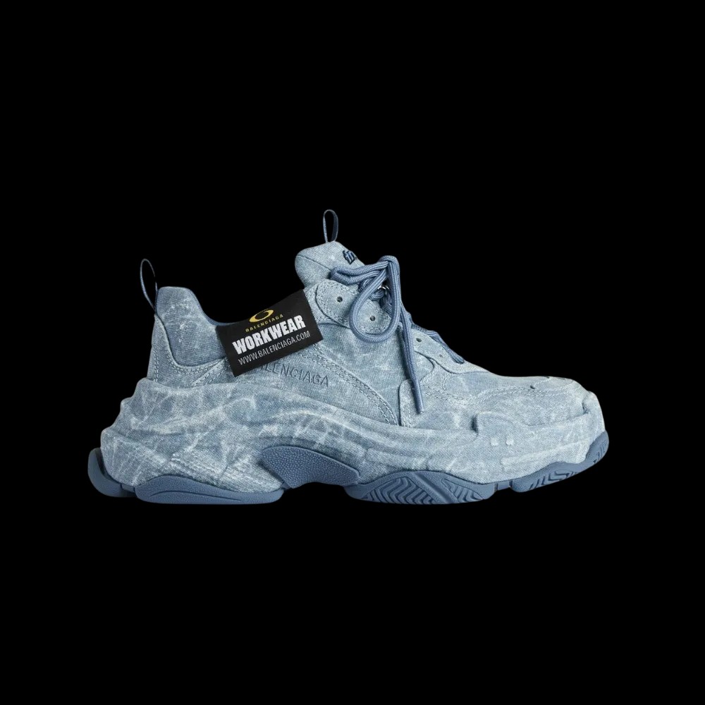 Balenciaga Triple S Canvas Sneaker In Blue - HypeFly India View 1