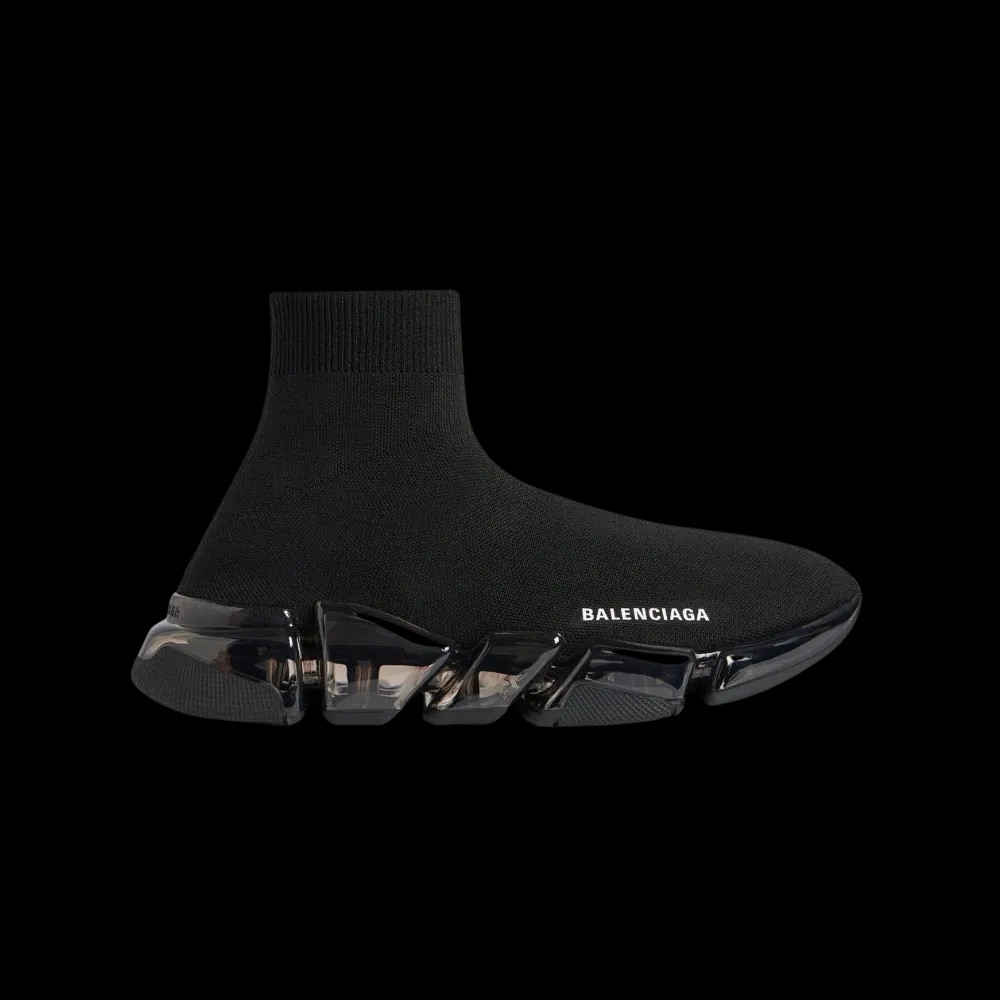 Balenciaga Speed 2.0 Full Clear Sole Recycled Knit Sneaker In Black - HypeFly India View 1