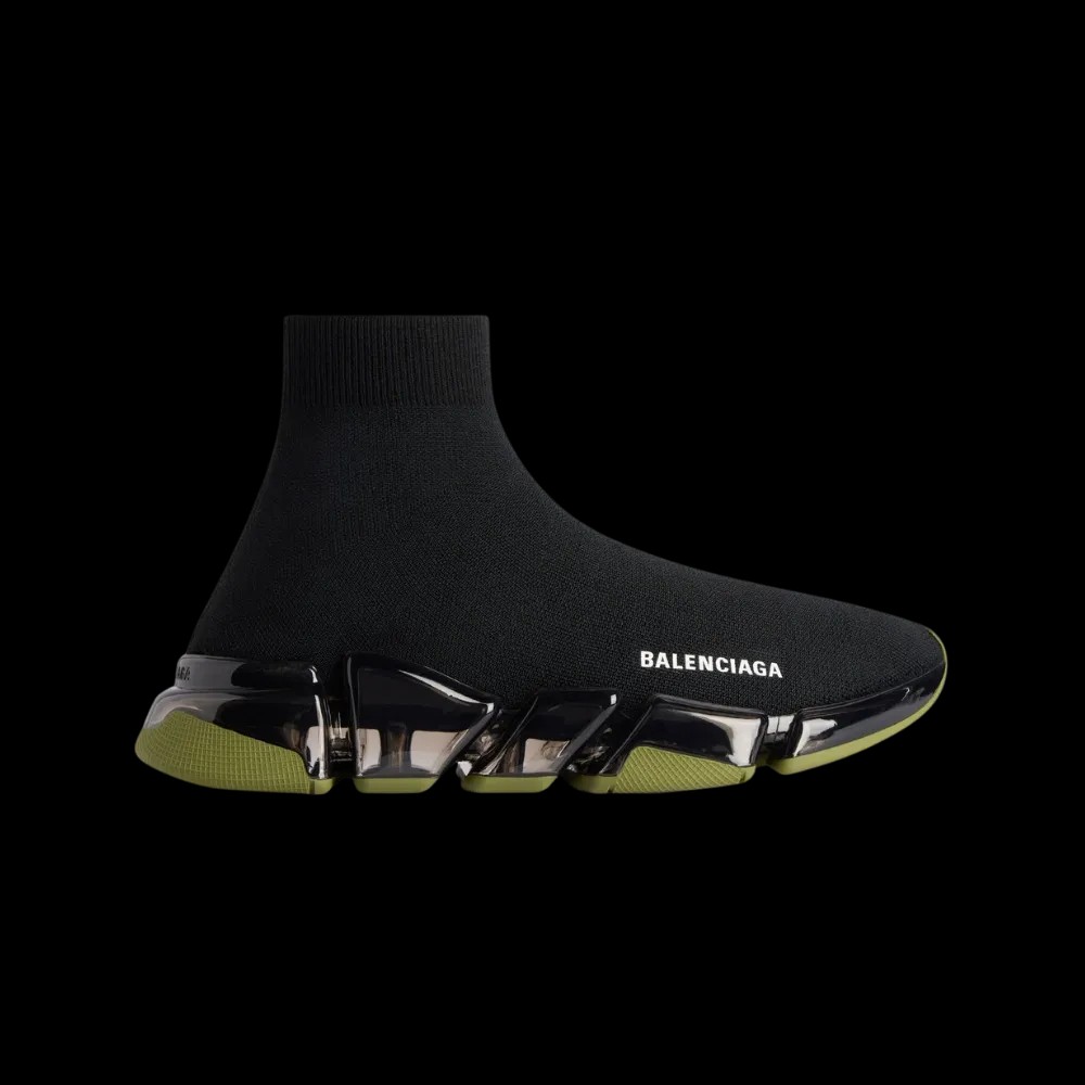 Balenciaga Speed 2.0 Full Clear Sole Recycled Knit Sneaker In Khaki - HypeFly India View 1