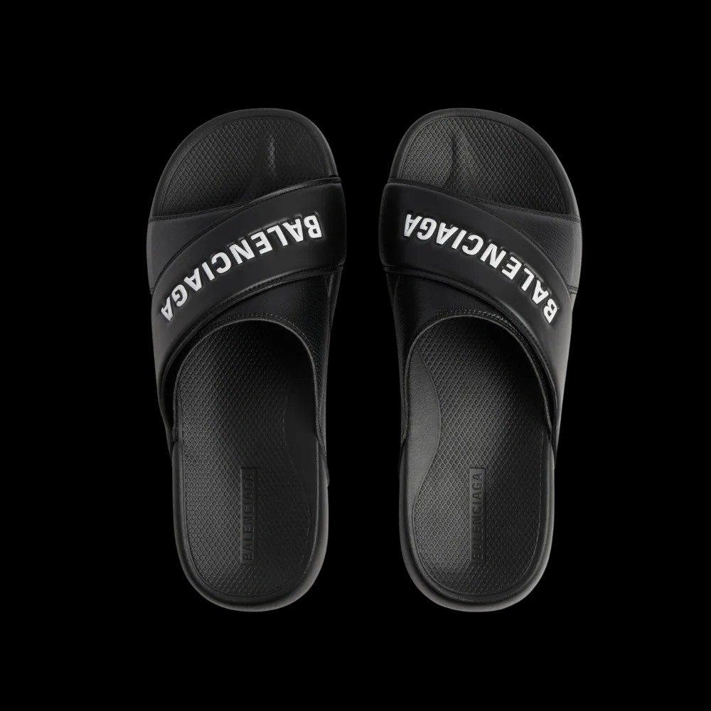 Balenciaga Sporty Pool Slide Sandal In Black - HypeFly India View 3