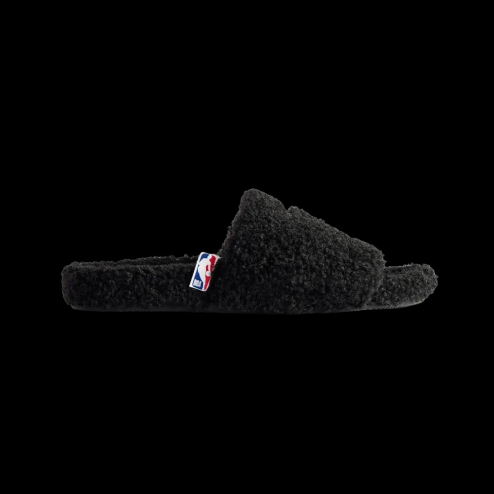 Balenciaga NBA Collaboration Furry Open Mule In Black - HypeFly India View 1