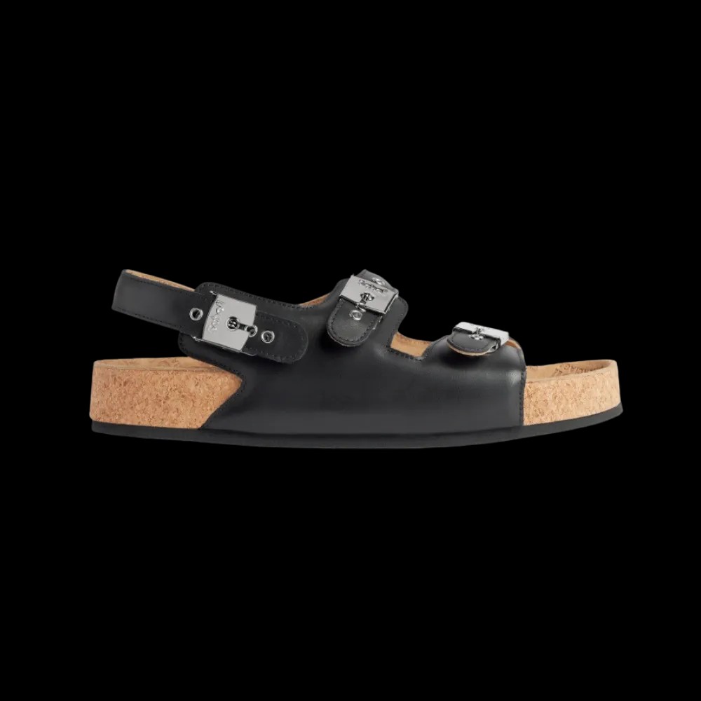 Balenciaga I Scholl Flat Sandal In Black - HypeFly India View 1