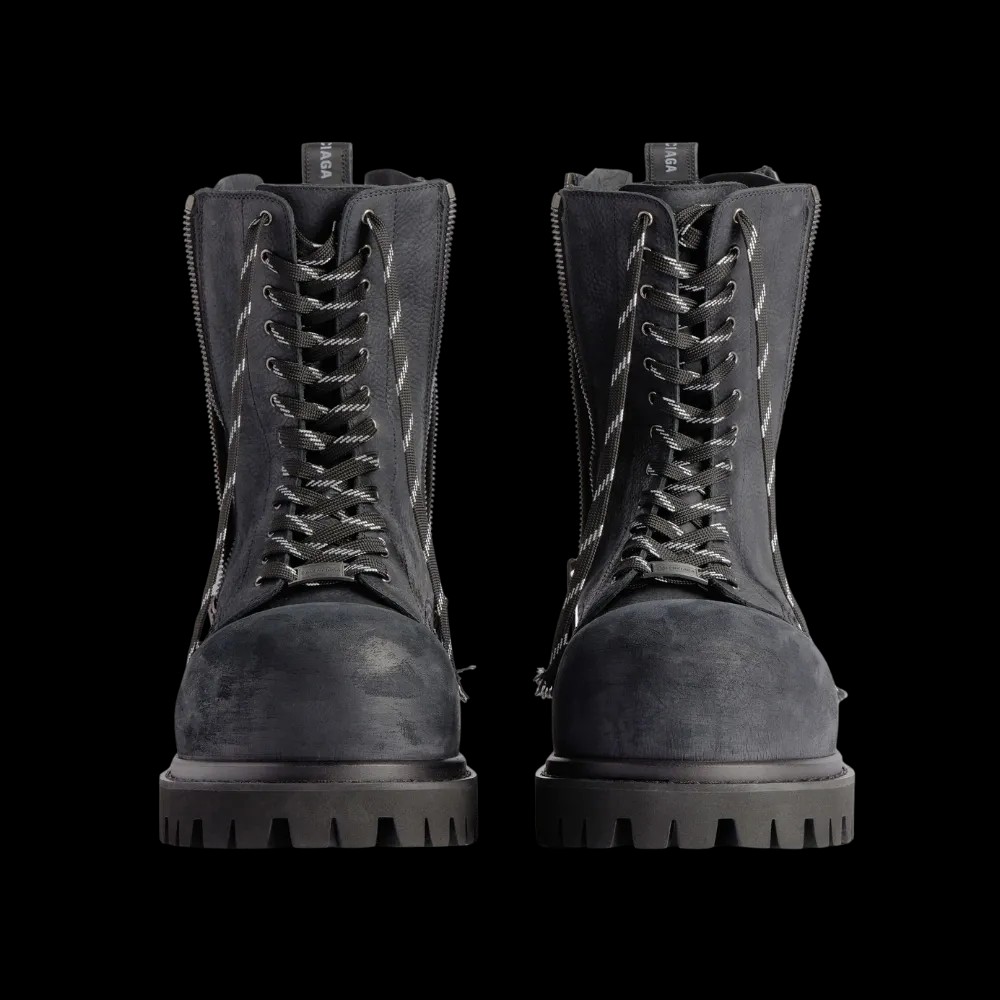 Balenciaga Stomper Zipped Bootie In Black - HypeFly India View 4