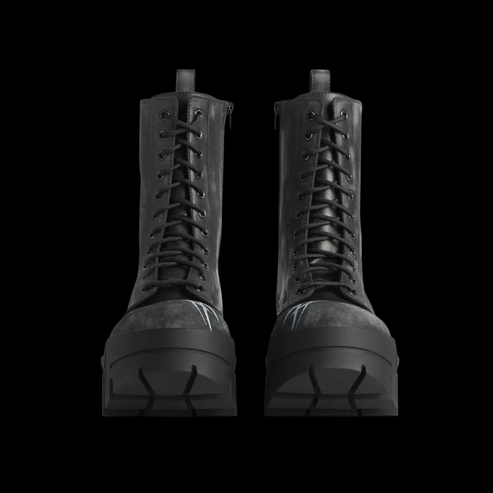 Balenciaga Bulldozer Lace-Up Bootie In Black - HypeFly India View 4