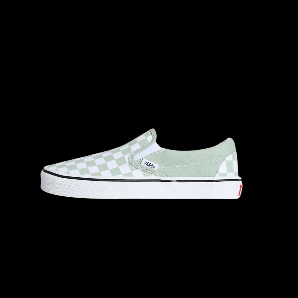 Vans Classic Slip-On Checkerboard Shoe Grey Olive Green - HypeFly India View 2