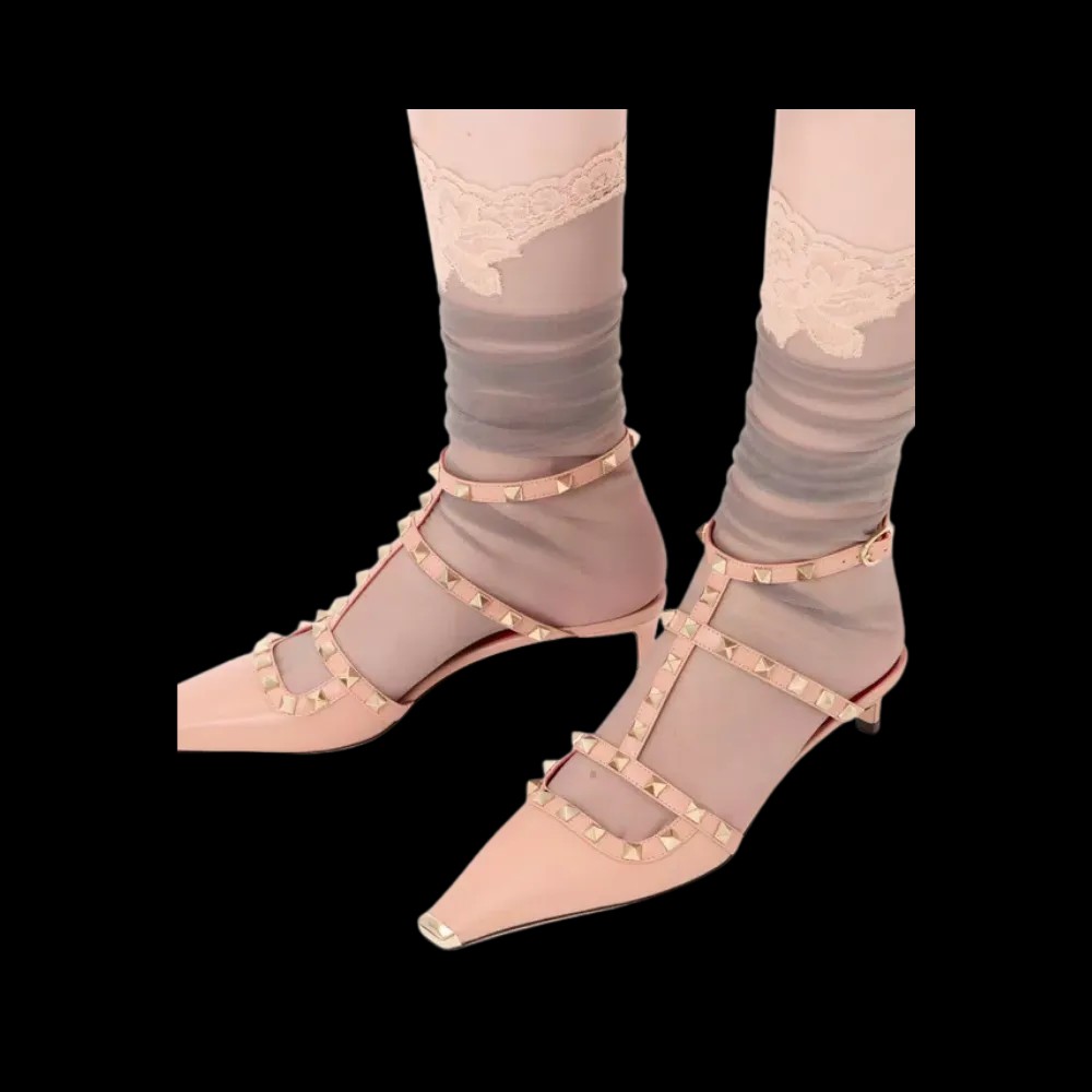 Valentino Rockstud Court Shoes In Kid Leather 40mm Phard - HypeFly India View 5