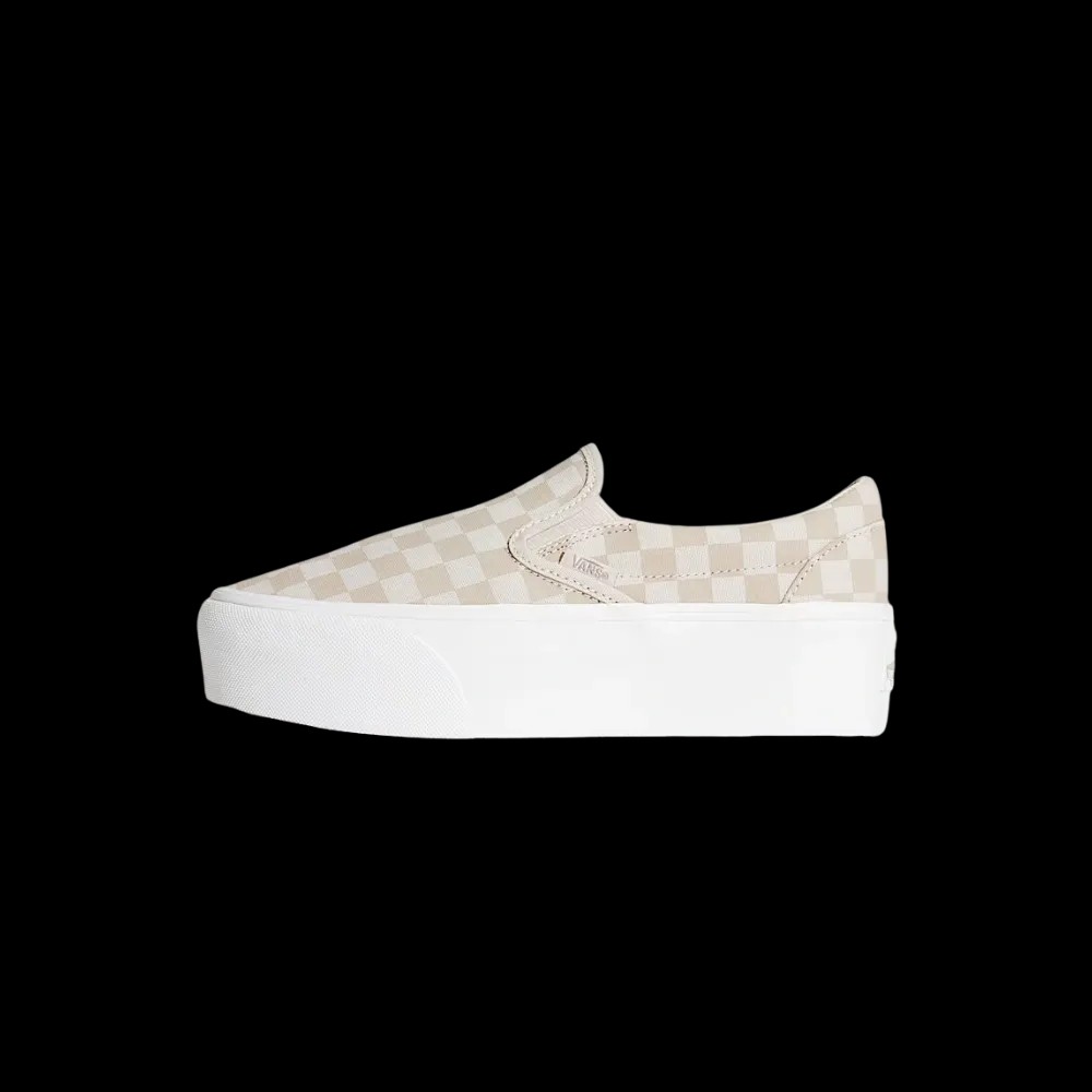 Vans Classic Slip-On Checkerboard Platform Shoe Checkerboard Mushroom Brown - HypeFly India View 2