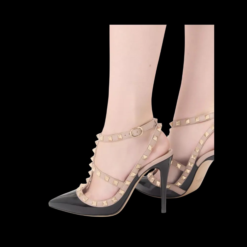 Valentino Patent Rockstud Caged Pump 100mm Black - HypeFly India View 5