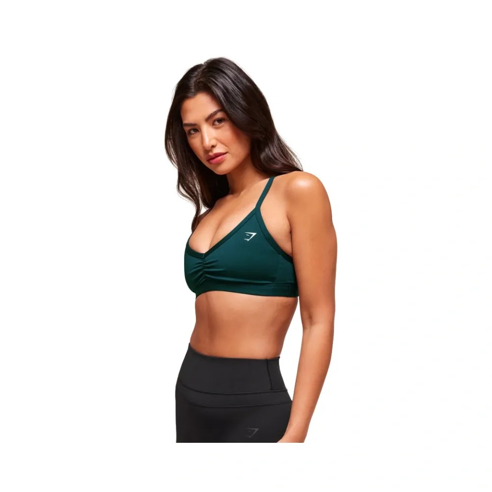 Gymshark Ruched Strappy Sports Bra Light Support Deep Petrol Blue - HypeFly India View 5