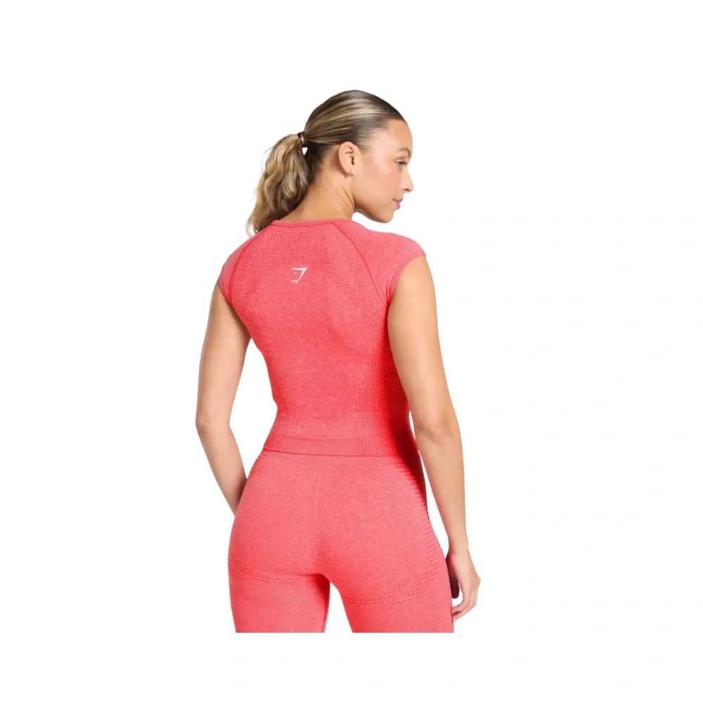 Gymshark Vital Scoop Neck Top Coral Red Marl - HypeFly India View 2