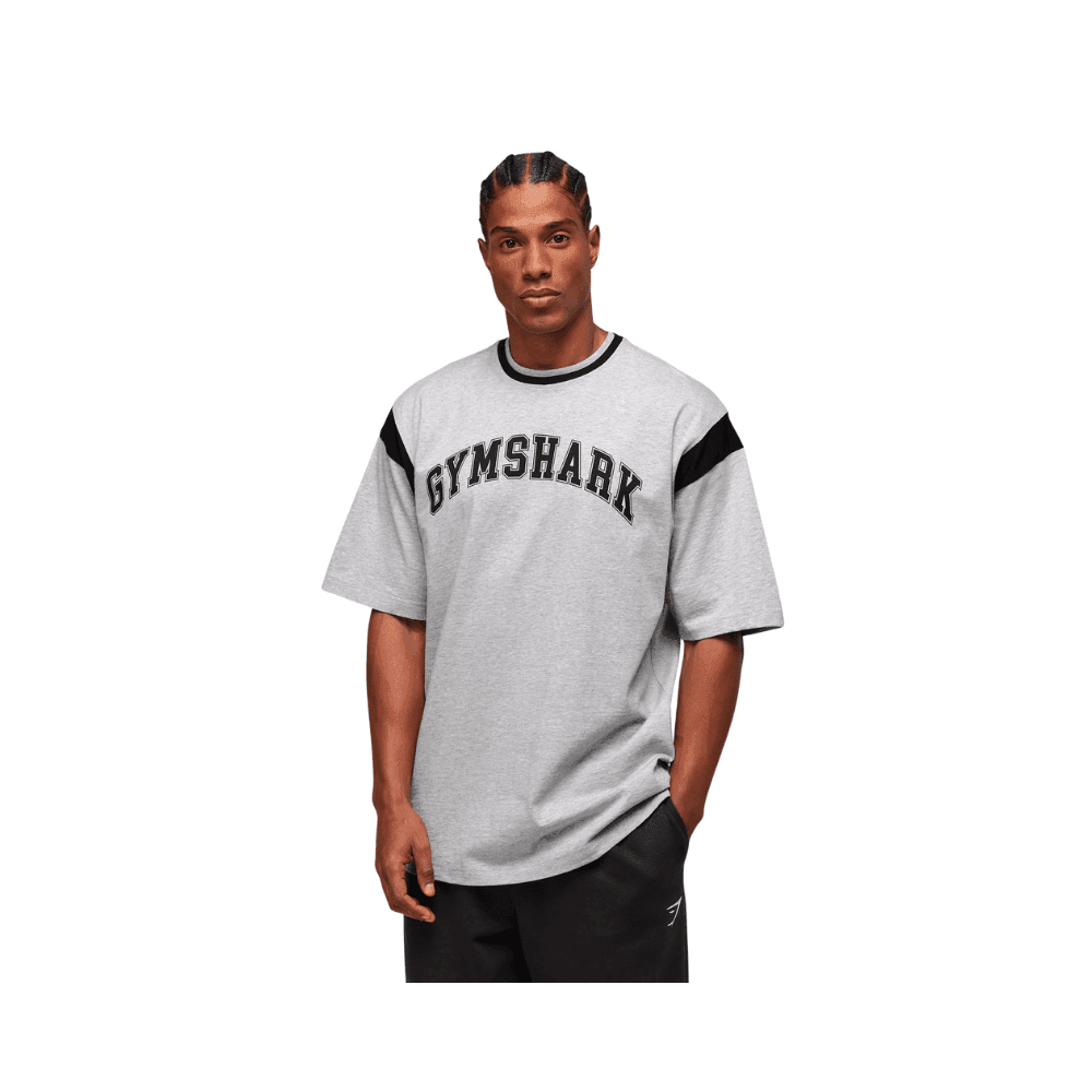 GymShark GSLC Oversized T-Shirt Light Grey Core Marl  - HypeFly India View 1