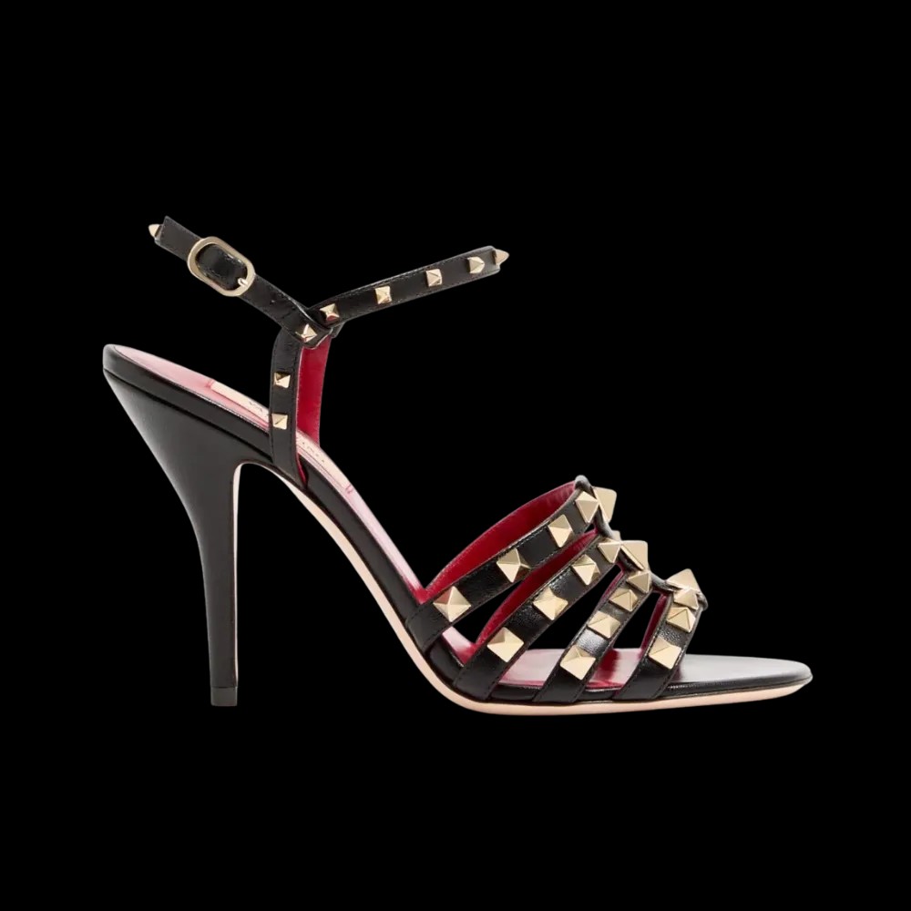 Valentino Rockstud Kidskin Sandal 100mm Black - HypeFly India View 1