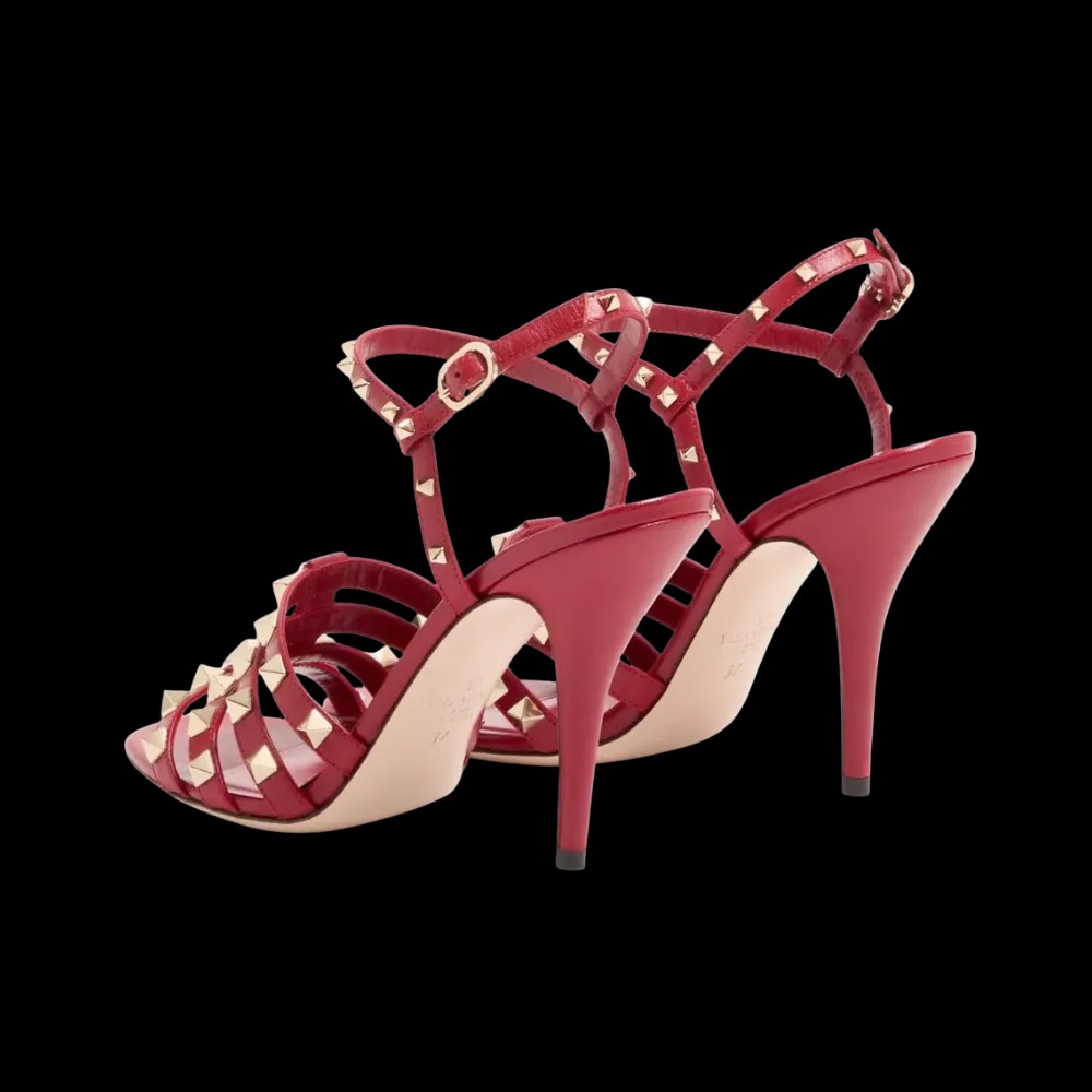 Valentino Rockstud Kidskin Sandal 100mm Red - HypeFly India View 5