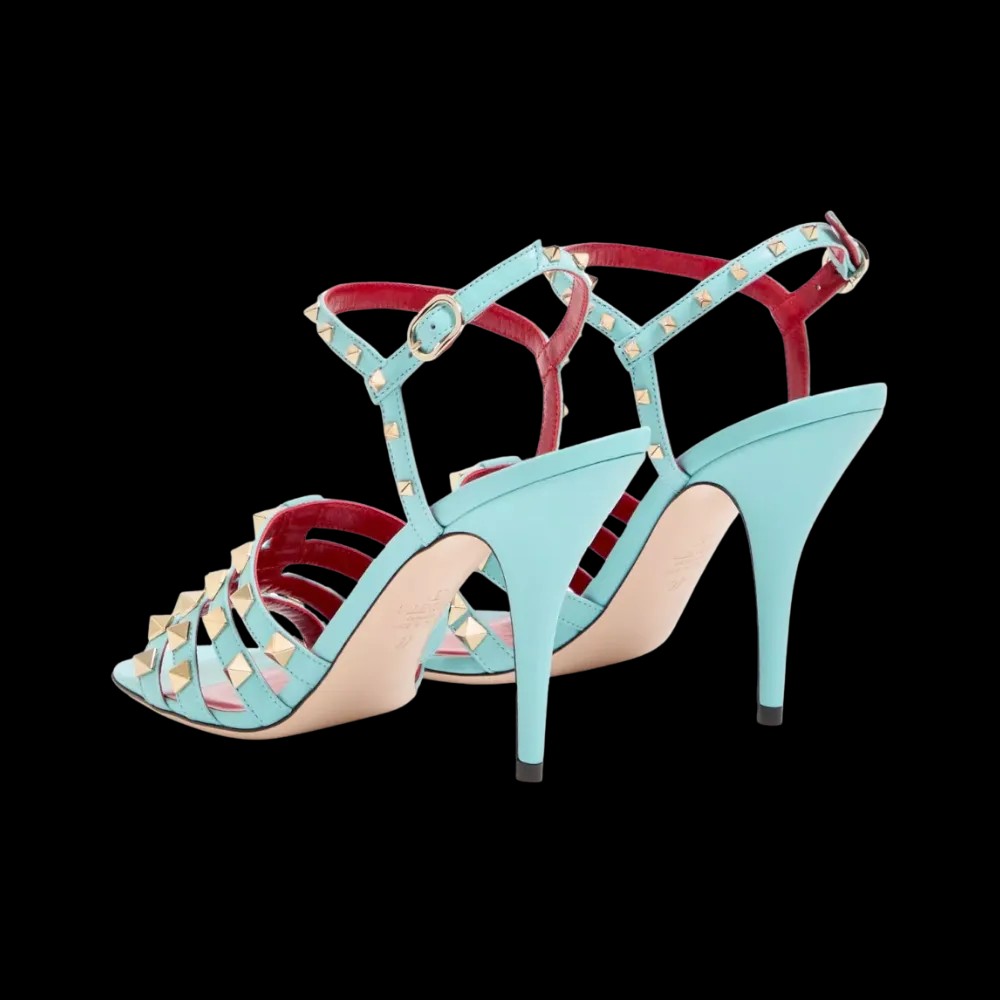 Valentino Rockstud Kidskin Sandal 100mm Azure - HypeFly India View 5