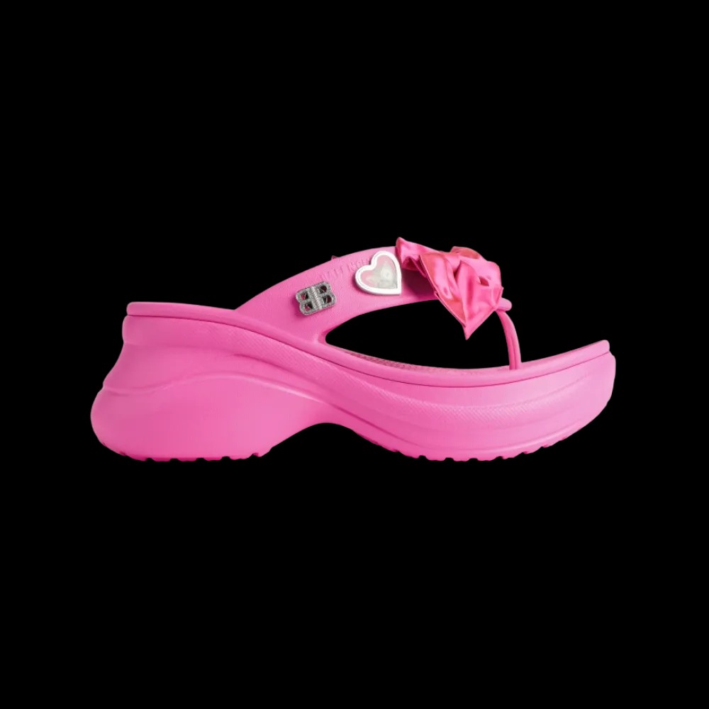 Balenciaga Crocs Thong Jibbitz In Glossy Pink - HypeFly India View 1