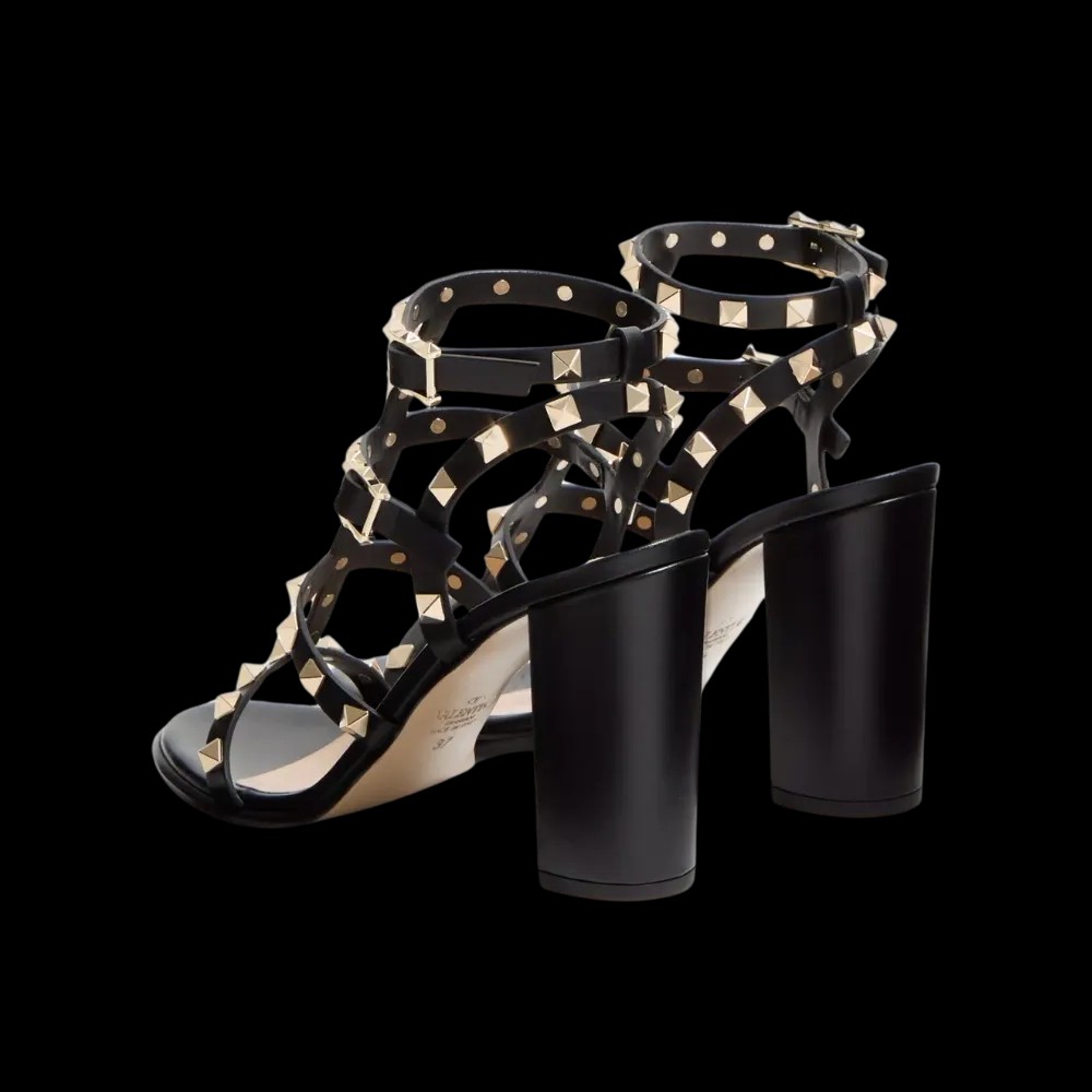 Valentino Rockstud Ankle Strap Sandal 90mm Black - HypeFly India View 4