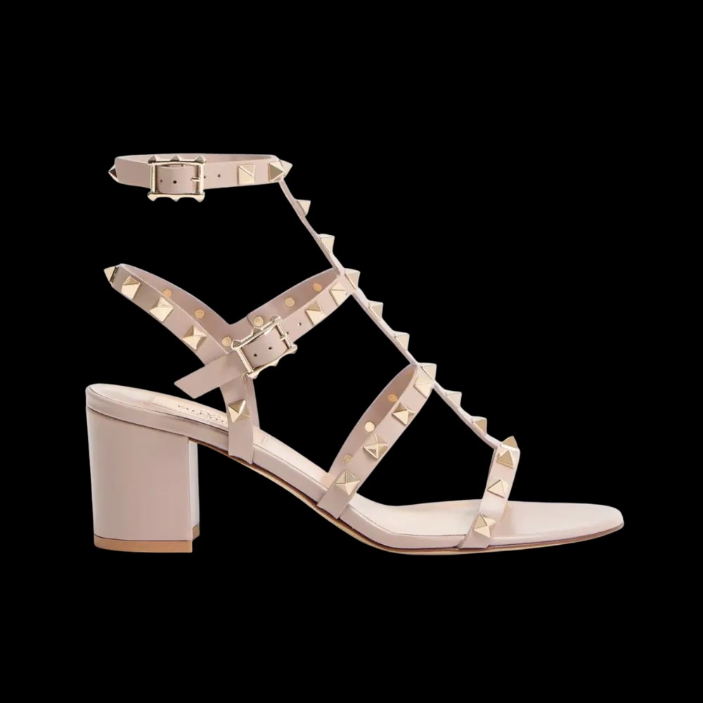 Valentino Rockstud Calfskin Ankle Strap Sandal 60mm Poudre - HypeFly India View 1