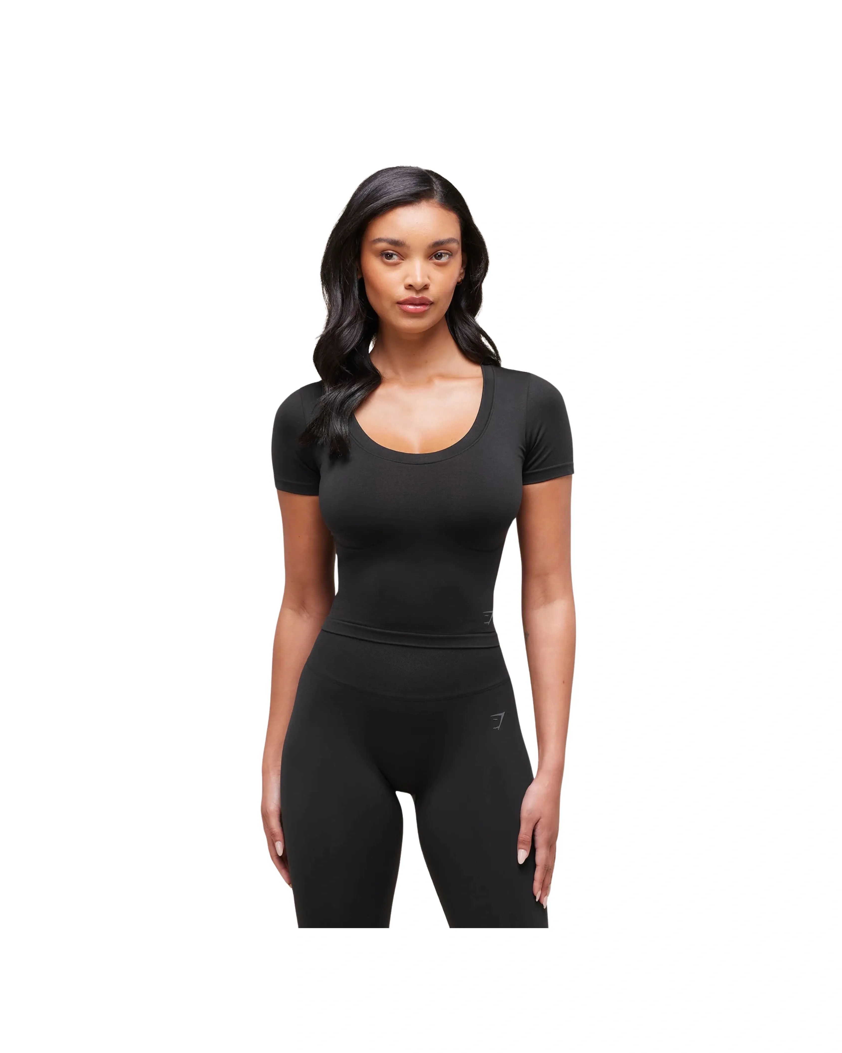 Gymshark Soft Sculpt Midi T-Shirt Black - HypeFly India View 1