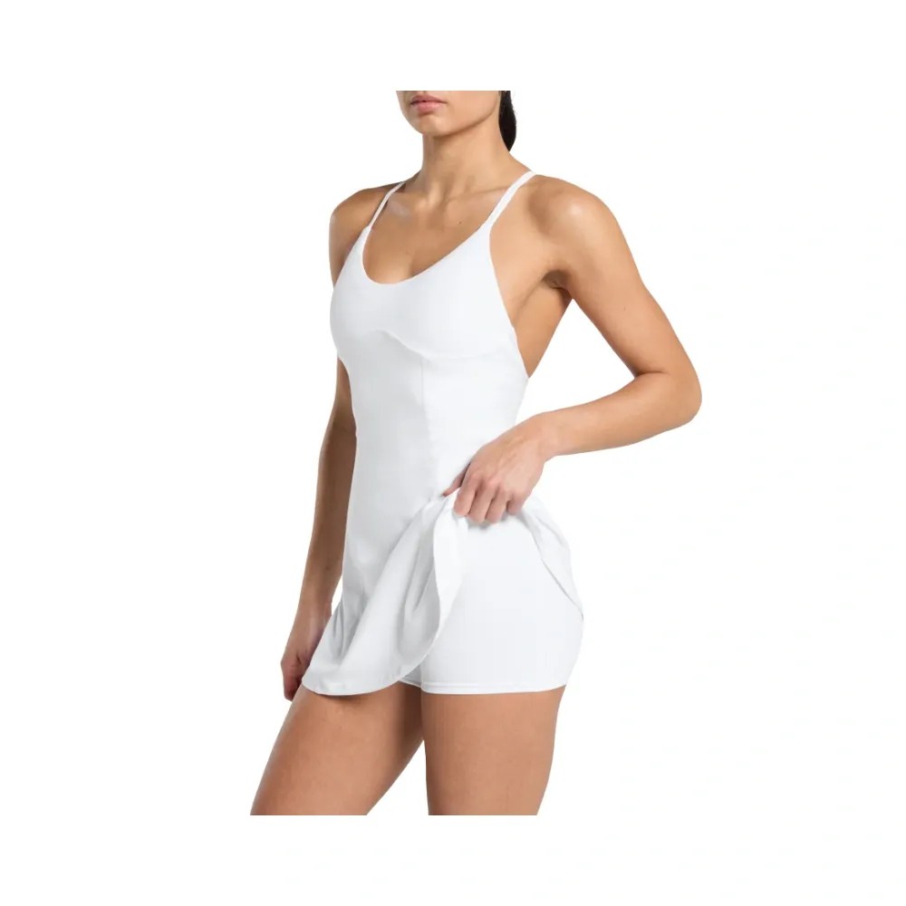 Gymshark Strappy 2-in-1 Dress White - HypeFly India View 5