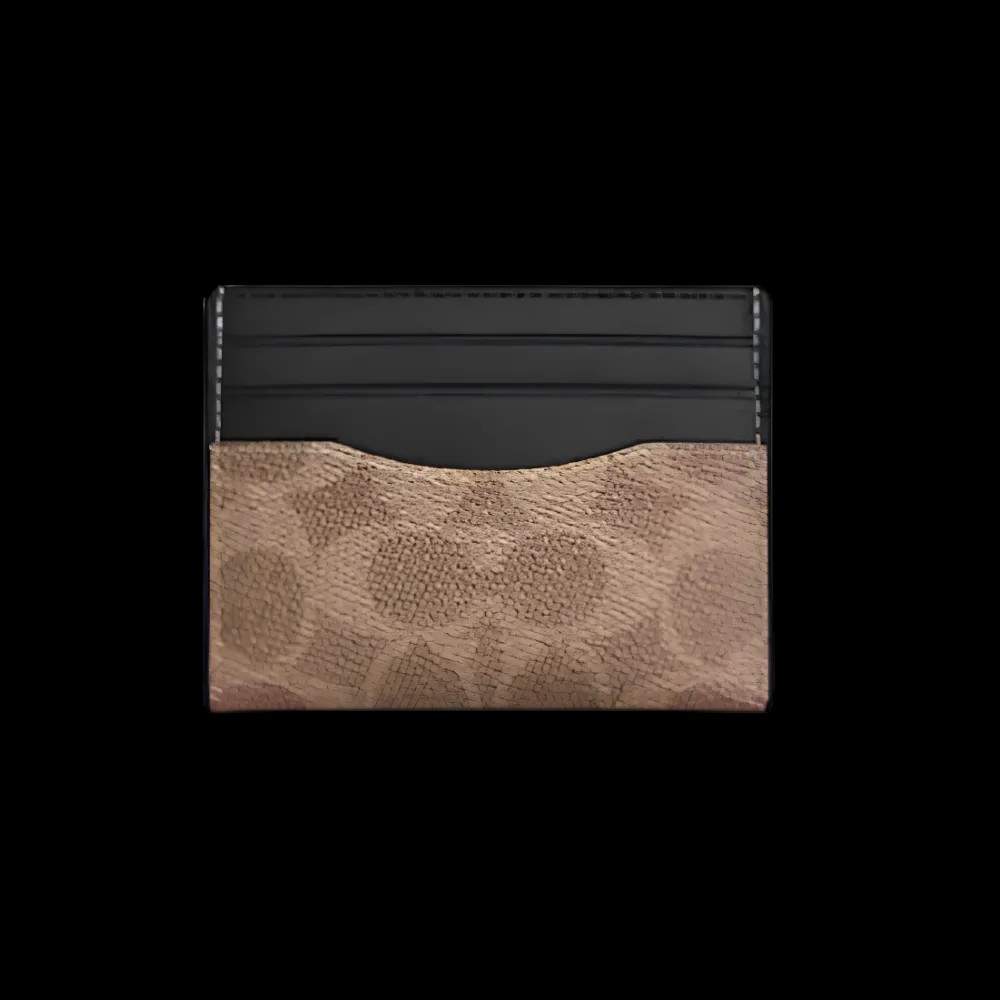 Coach Slim Id Card Case In Signature Canvas 'Tan & Black' - HypeFly India View 1