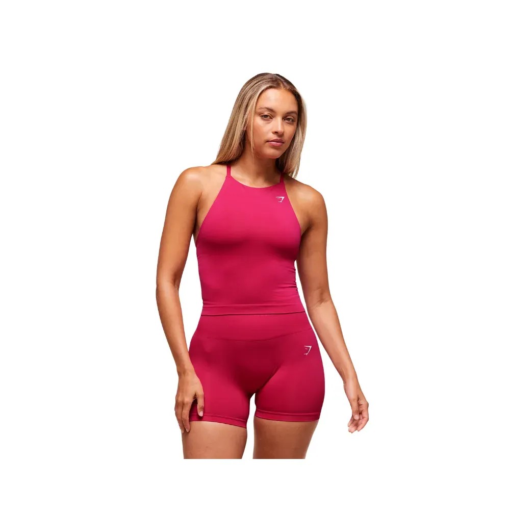 Gymshark Everyday Seamless Tank With Shelf Build Pink - HypeFly India View 2