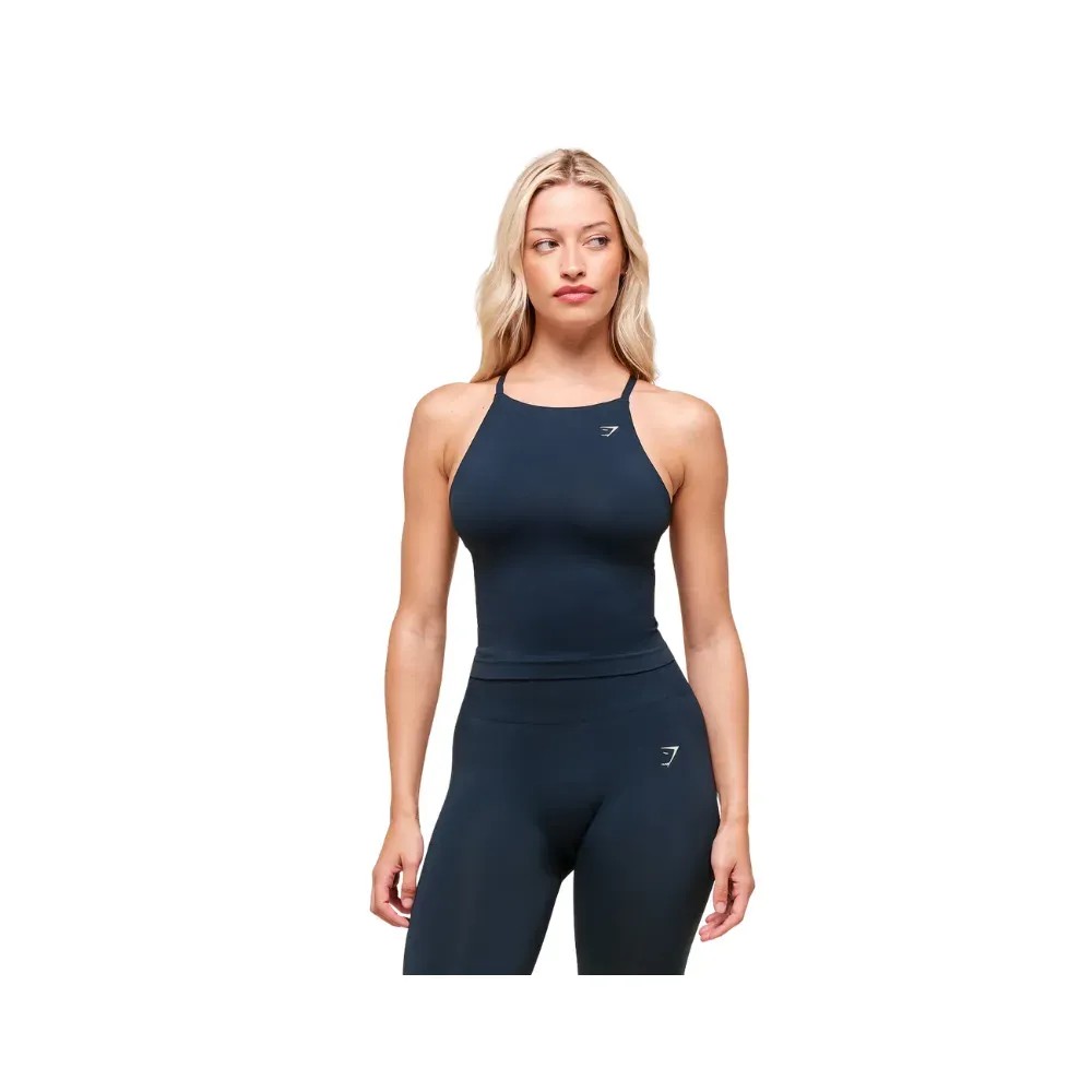 Gymshark Everyday Seamless Tank With Shelf Navy - HypeFly India View 5