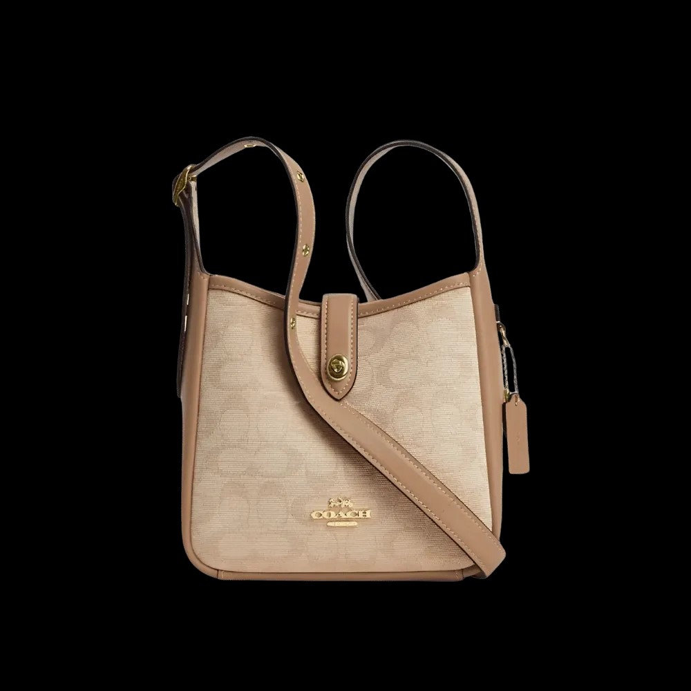 Coach Hadley Mini Crossbody Bag With Signature Canvas in Gold Dark Natural - HypeFly India View 1