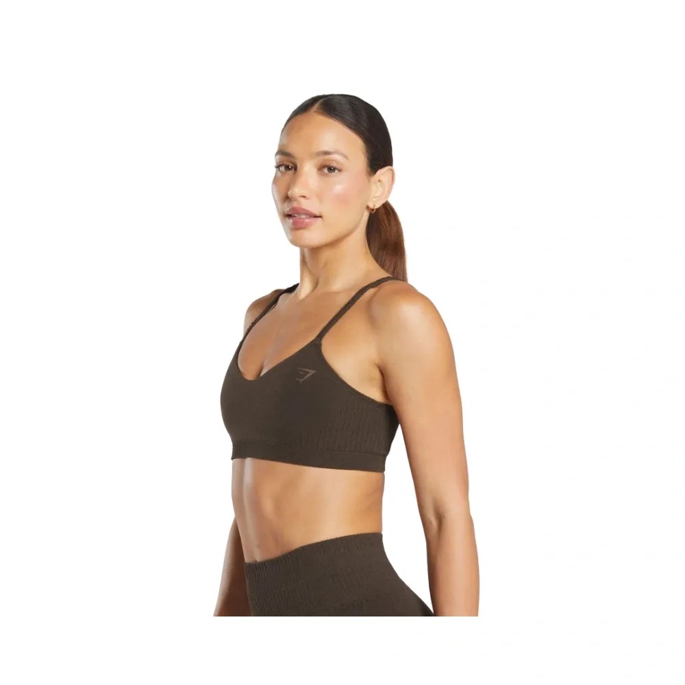 Gymshark Luxe Seamless Bralette - Light Support Walnut Brown Marl - HypeFly India View 2