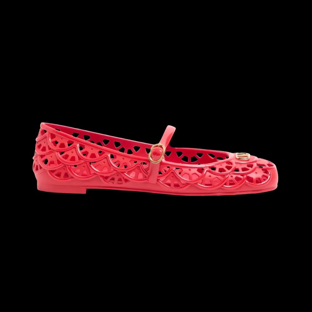 Valentino Ondette Rubber Ballerina With Scallop Pattern 05mm Coral - HypeFly India View 1